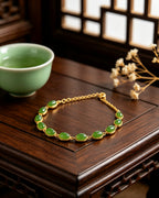 Jasper Oval Beads Chain Bracelet