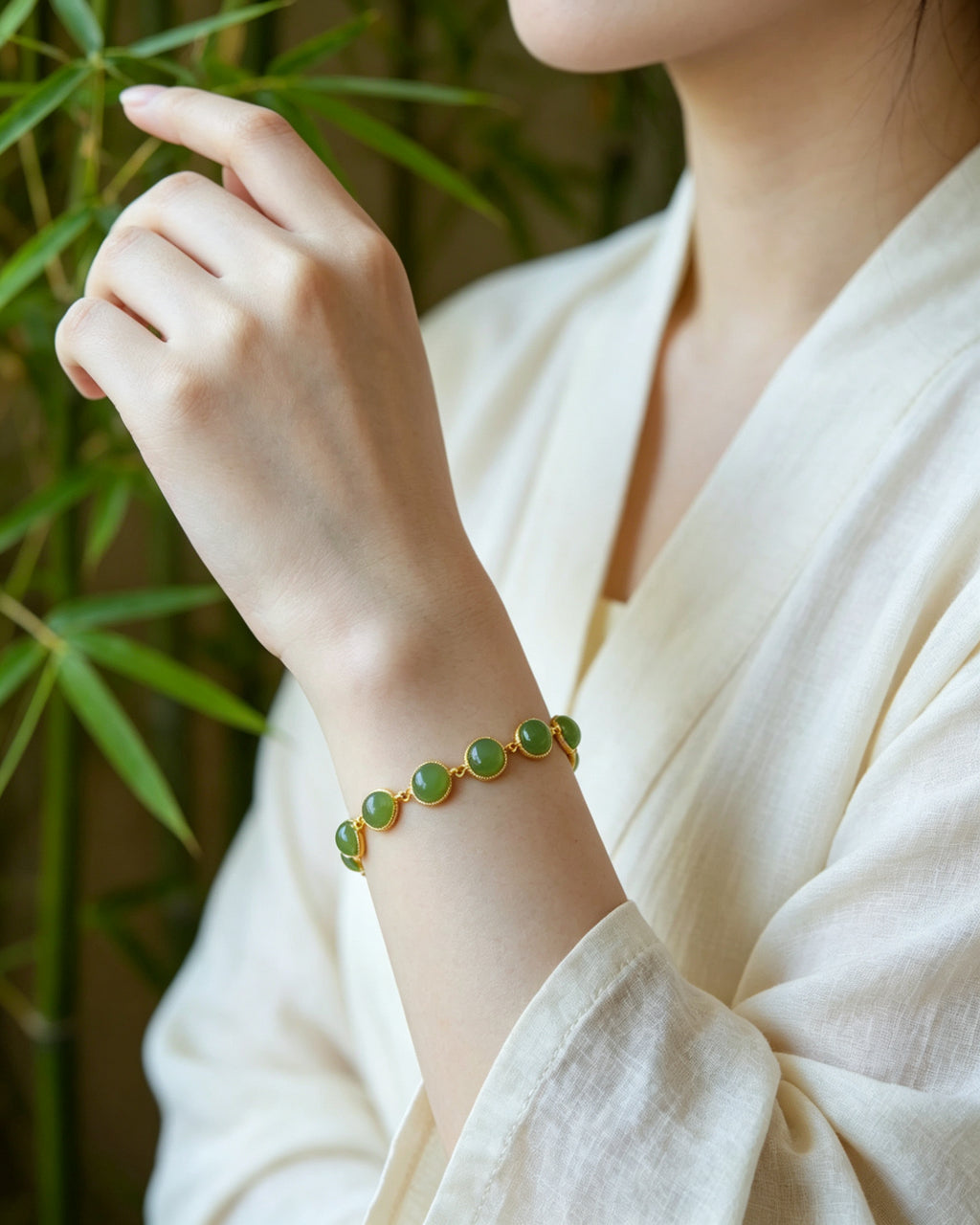 Jasper Oval Beads Chain Bracelet