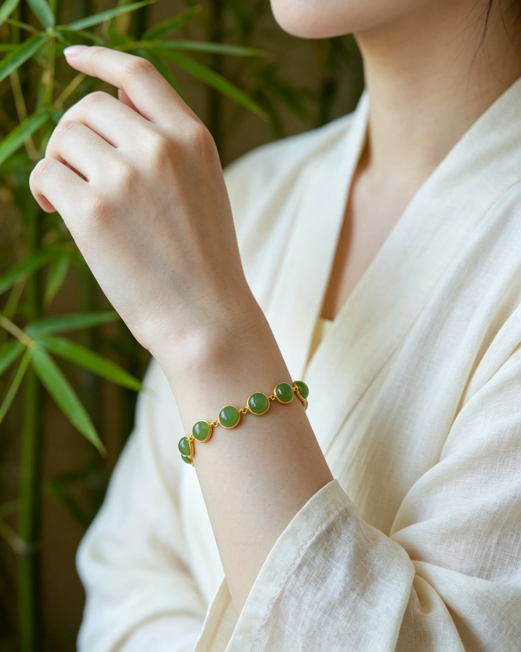 Jasper Oval Beads Chain Bracelet