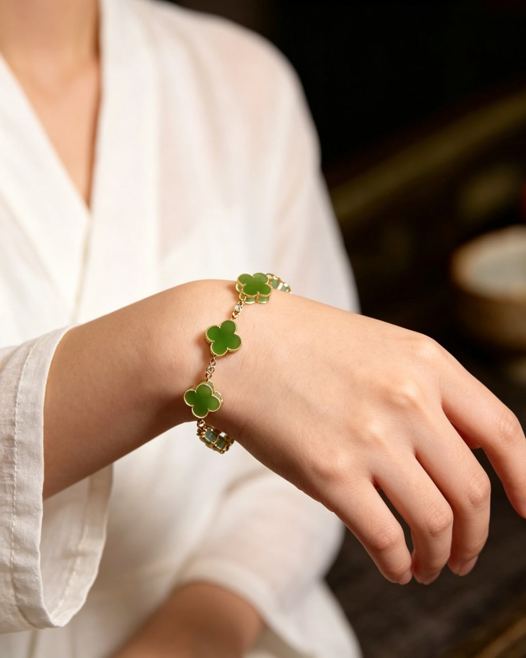 Four-Leaf Clover Chain Bracelet