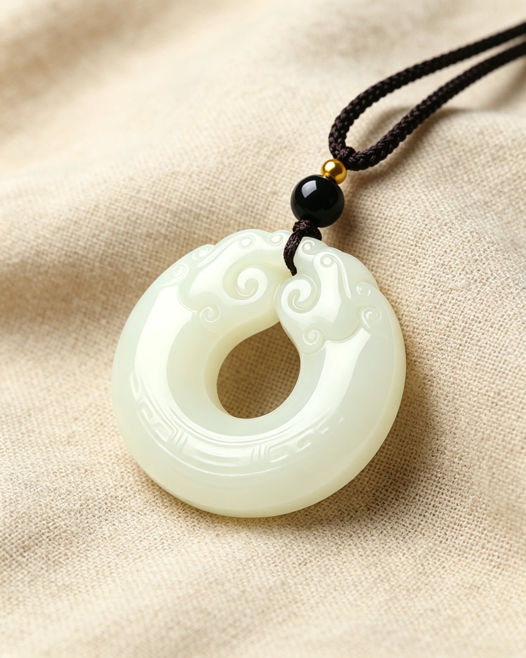 Vintage Double Dragon Pendant - Greenish-White