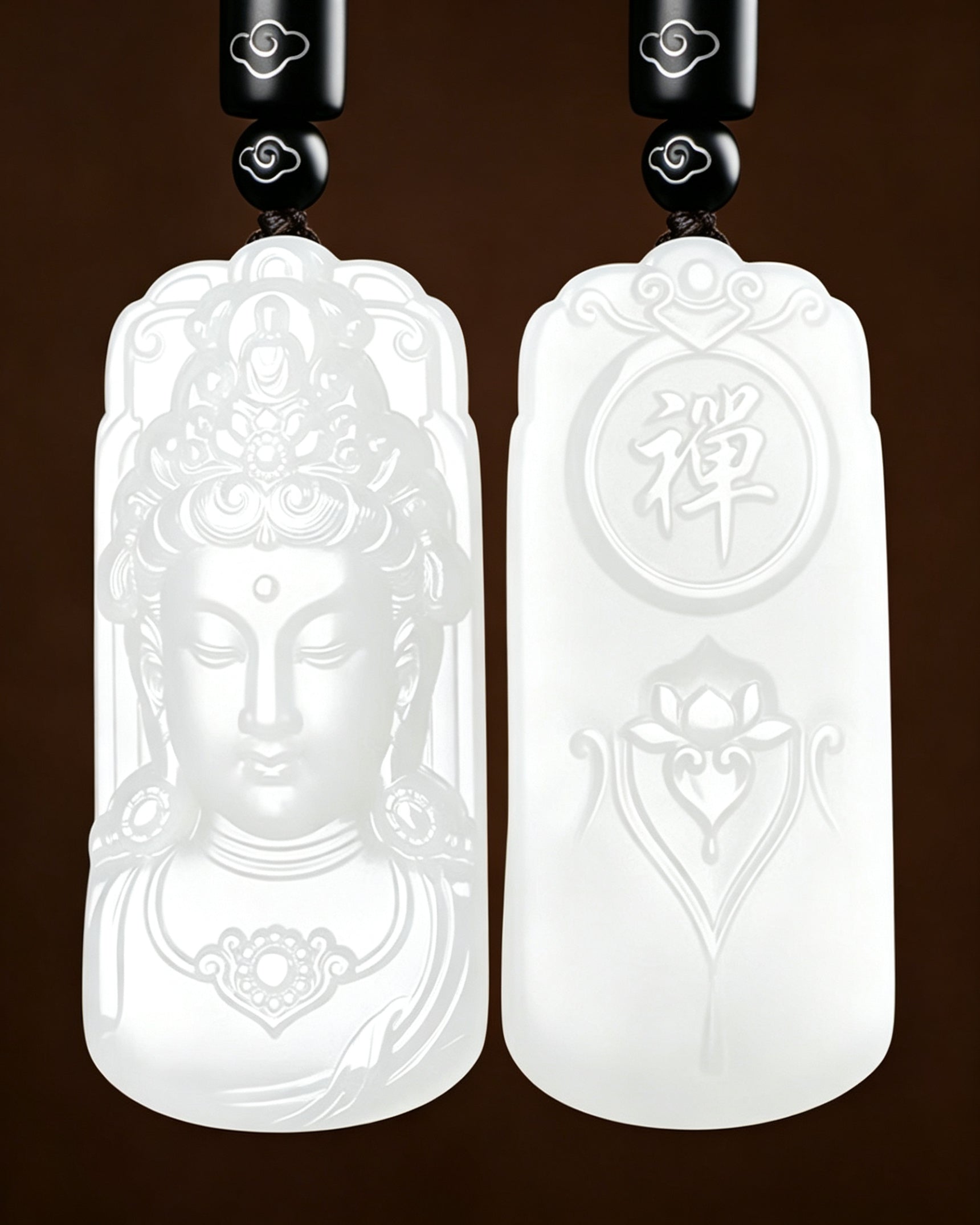 White Guanyin Pendant – Lotus Throne