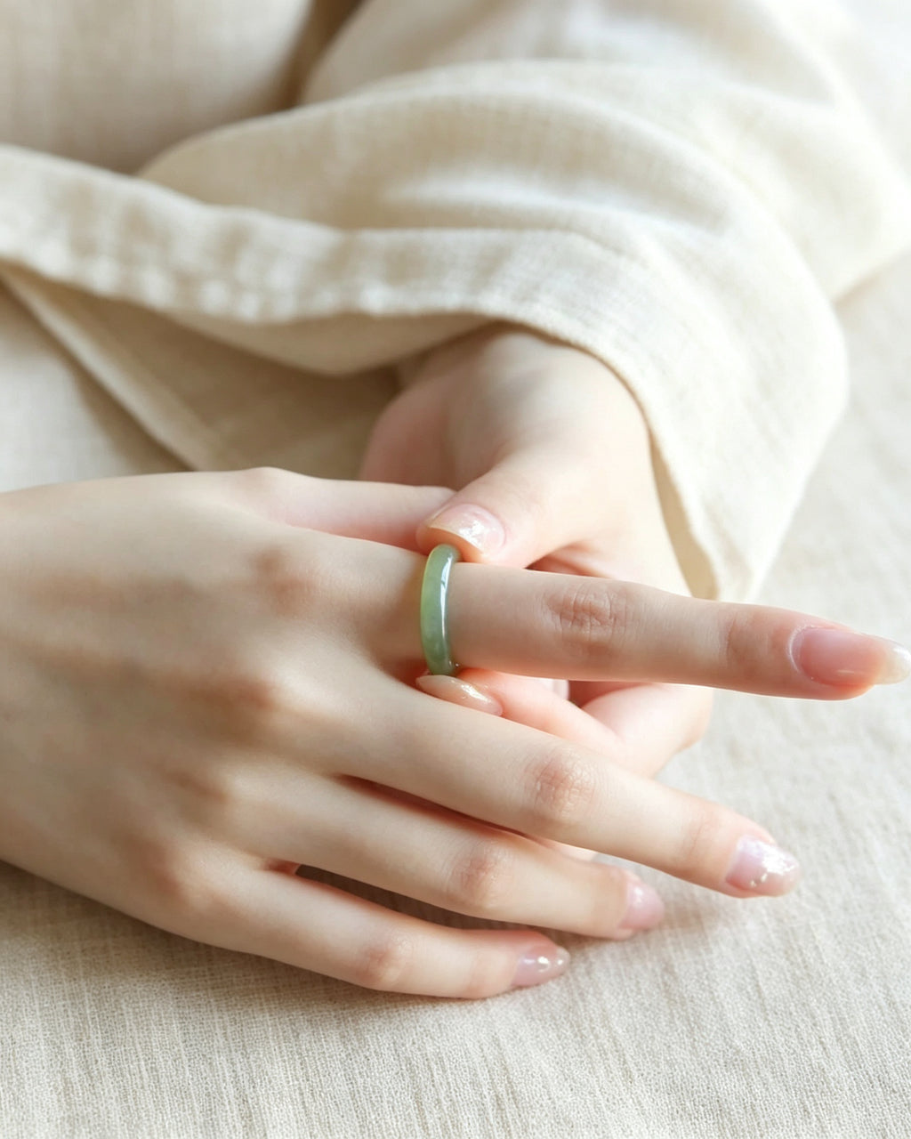 Qingshui Hetian Jade Ring – Aqua Stillness