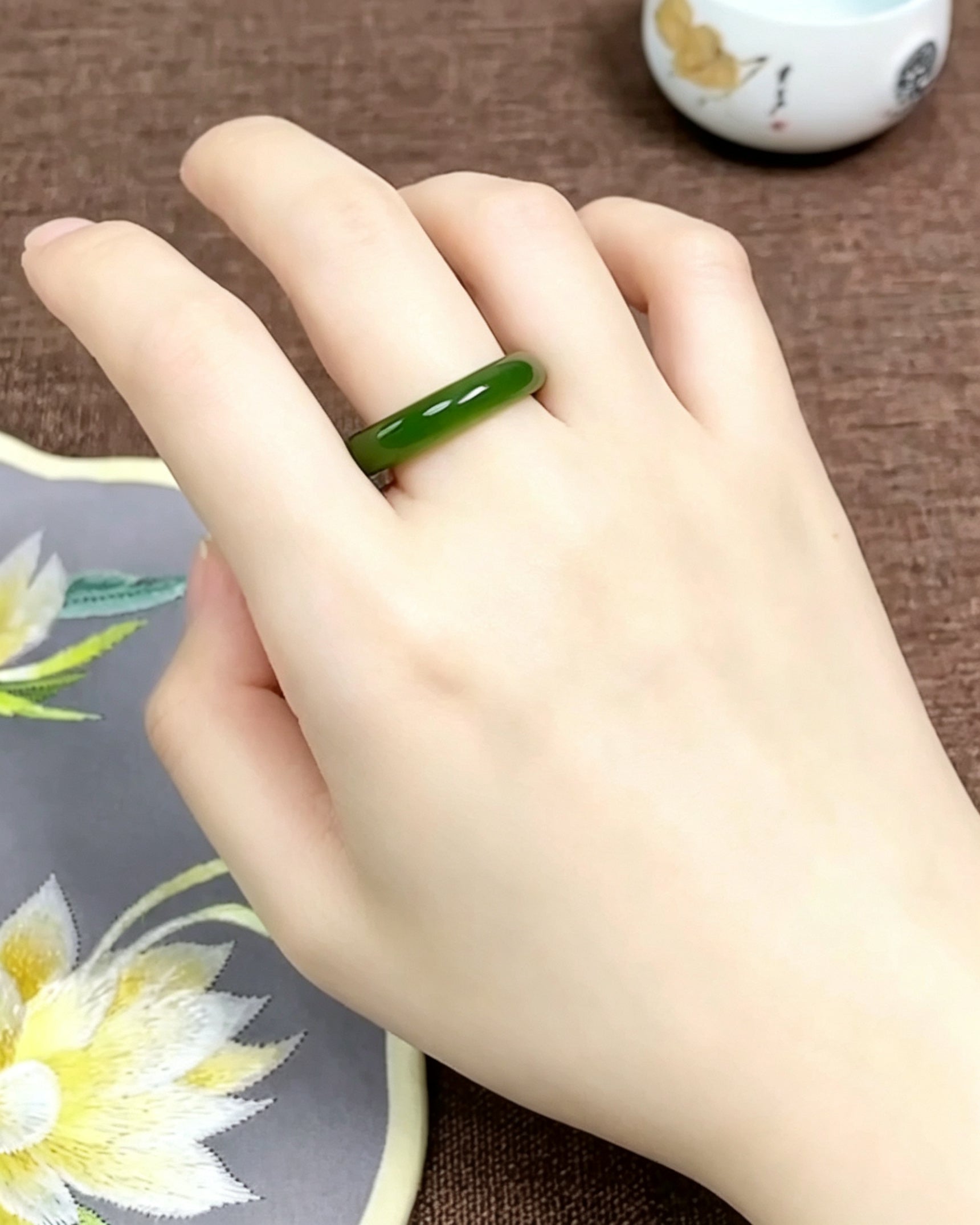 Jasper Hetian Jade Ring – Forest Calm