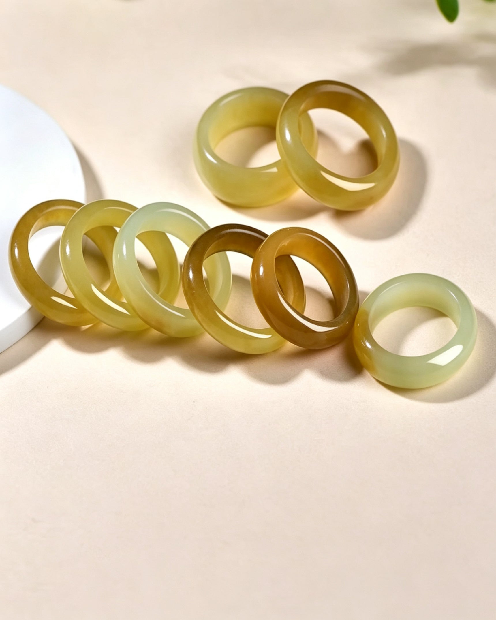 Caramel White Jade Ring – Warm Embrace