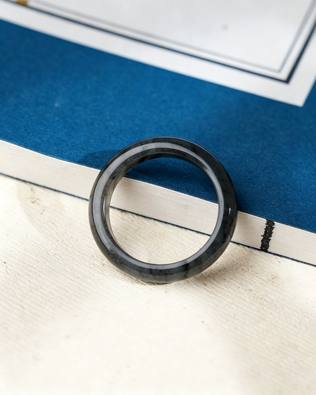 Black-White Hetian Jade Ring – Ink Landscape