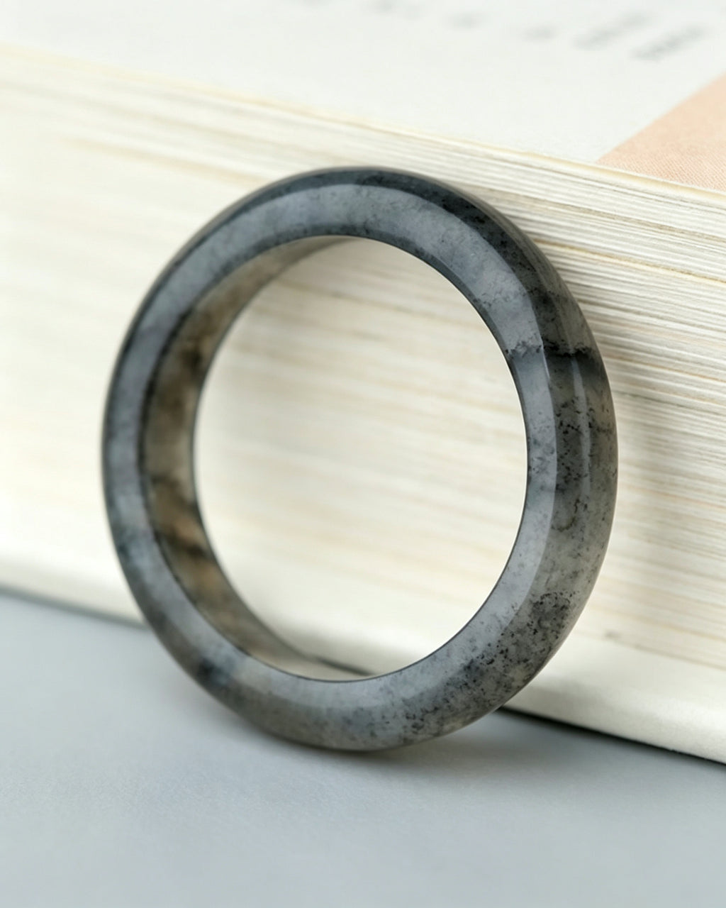 Black-White Hetian Jade Ring – Ink Landscape