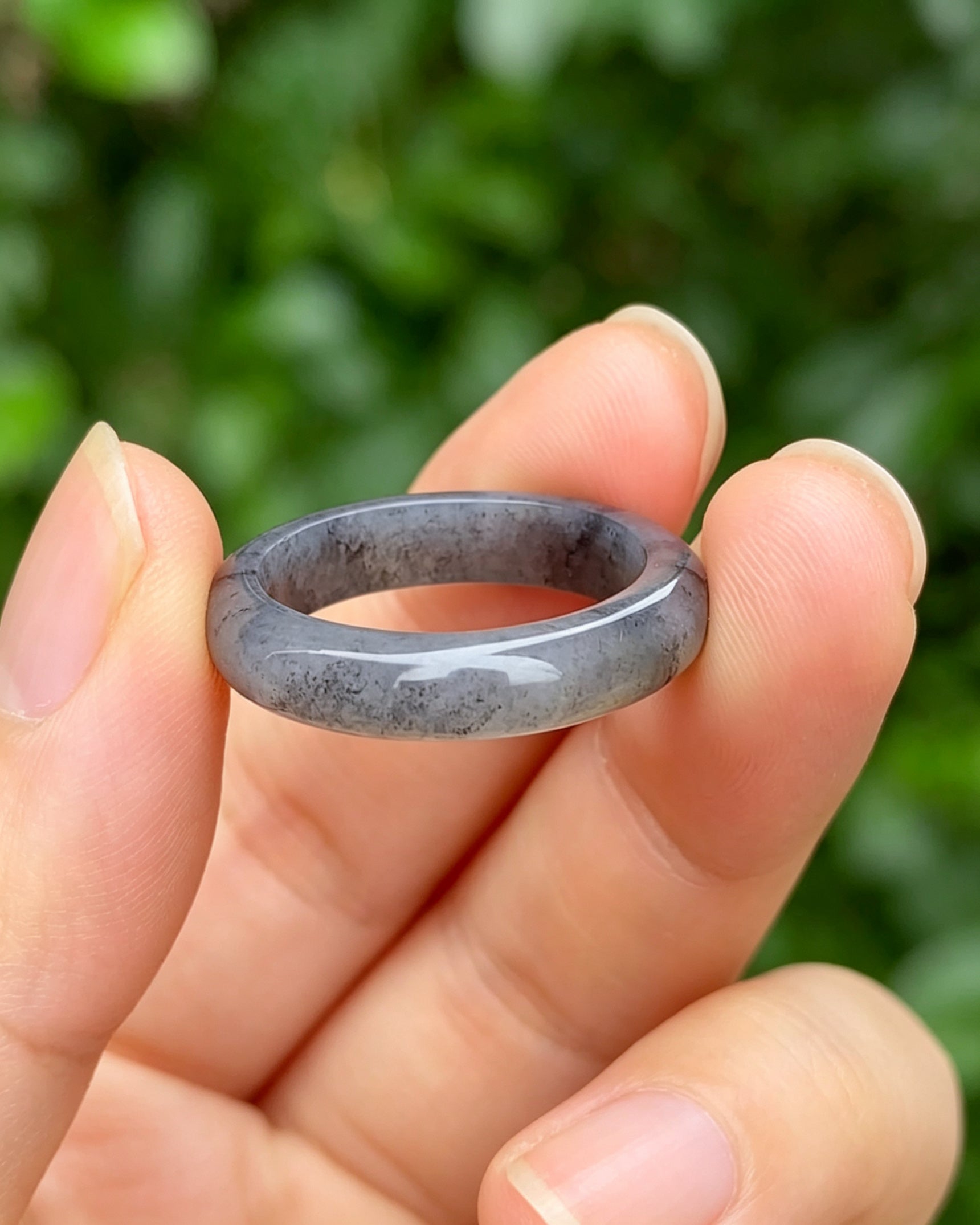 Black-White Hetian Jade Ring – Ink Landscape