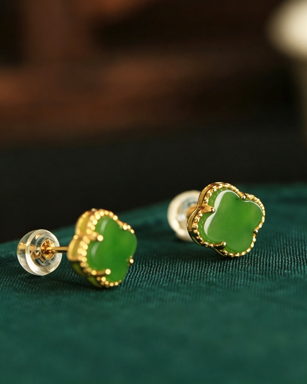 Four‑Leaf Clover Earrings – Lucky Green