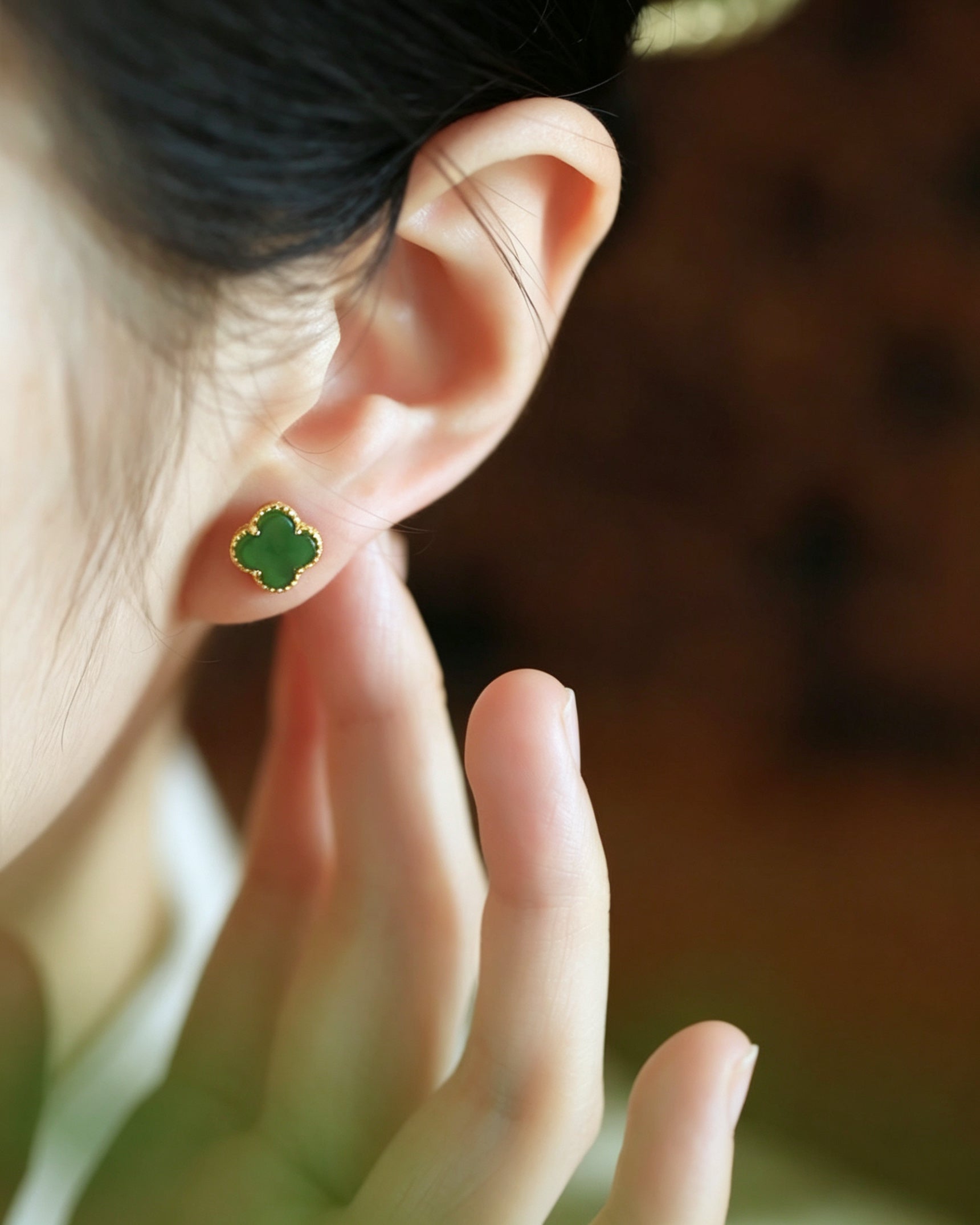 Four‑Leaf Clover Earrings – Lucky Green