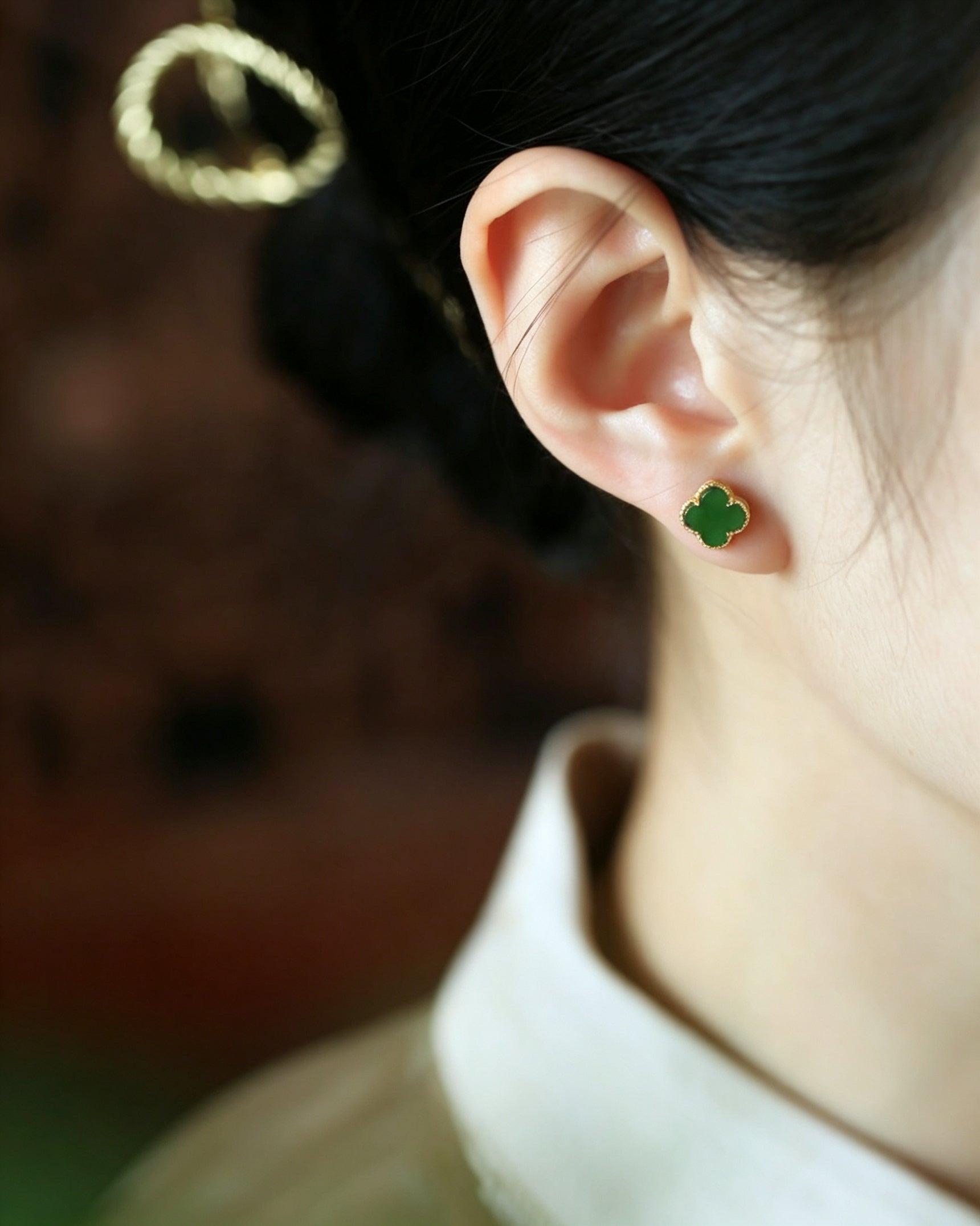 Four‑Leaf Clover Earrings – Lucky Green