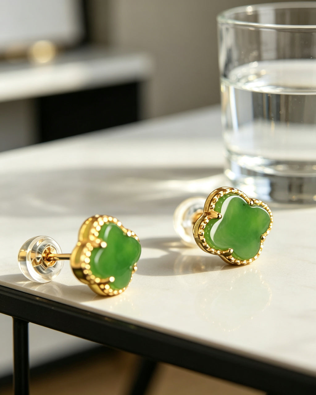 Four‑Leaf Clover Earrings – Lucky Green