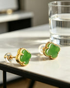 Four‑Leaf Clover Earrings – Lucky Green