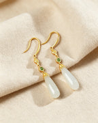 White Jade Dew Drop Earrings – Falling Still