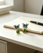 Butterfly & Jasper Dew Drop Earrings – Fluttering Stillness