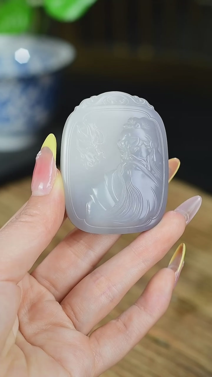 Guan Yu & Loong – Smoky Purple Jade